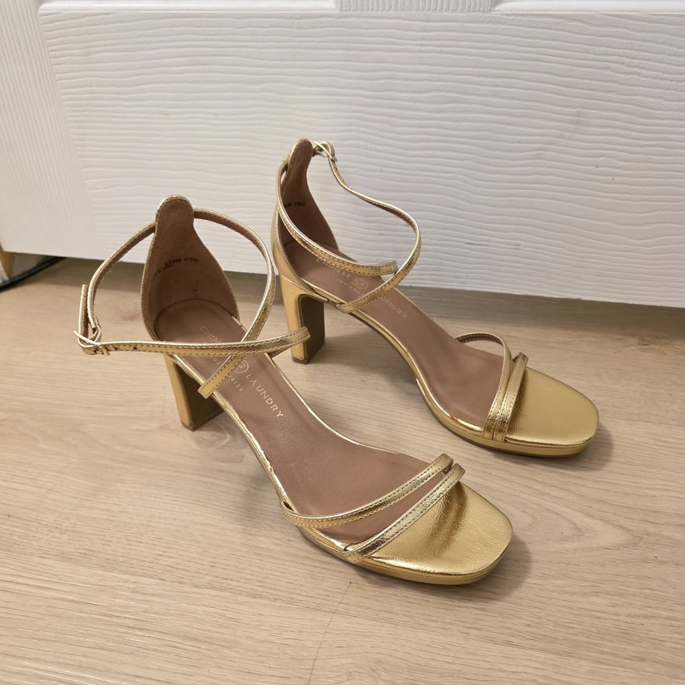 Chinese Laundry Gold Party Glam Going Out Sexy Strappy Sandal Heels Size 8.5M - Picture 3 of 11